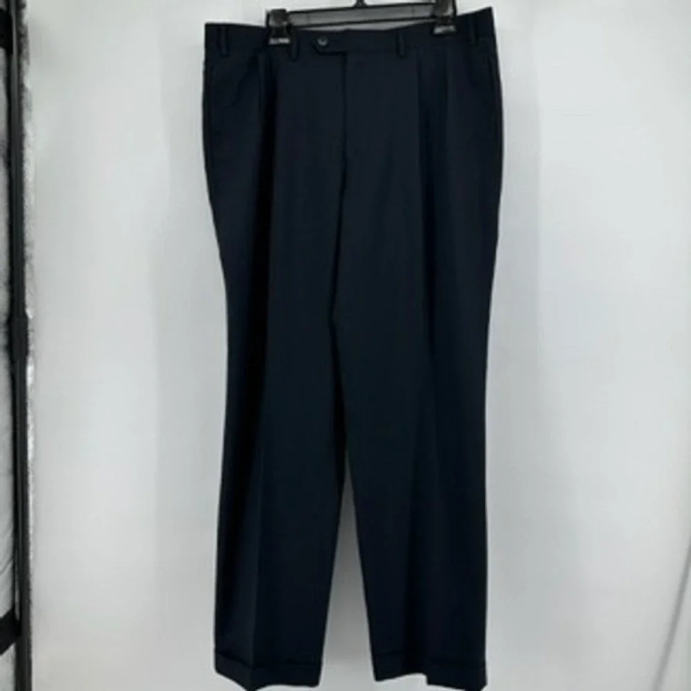 Lauren Ralph Lauren Mens Dress Pants Pleated 36x32 Cuff Hem‎ Navy Blue